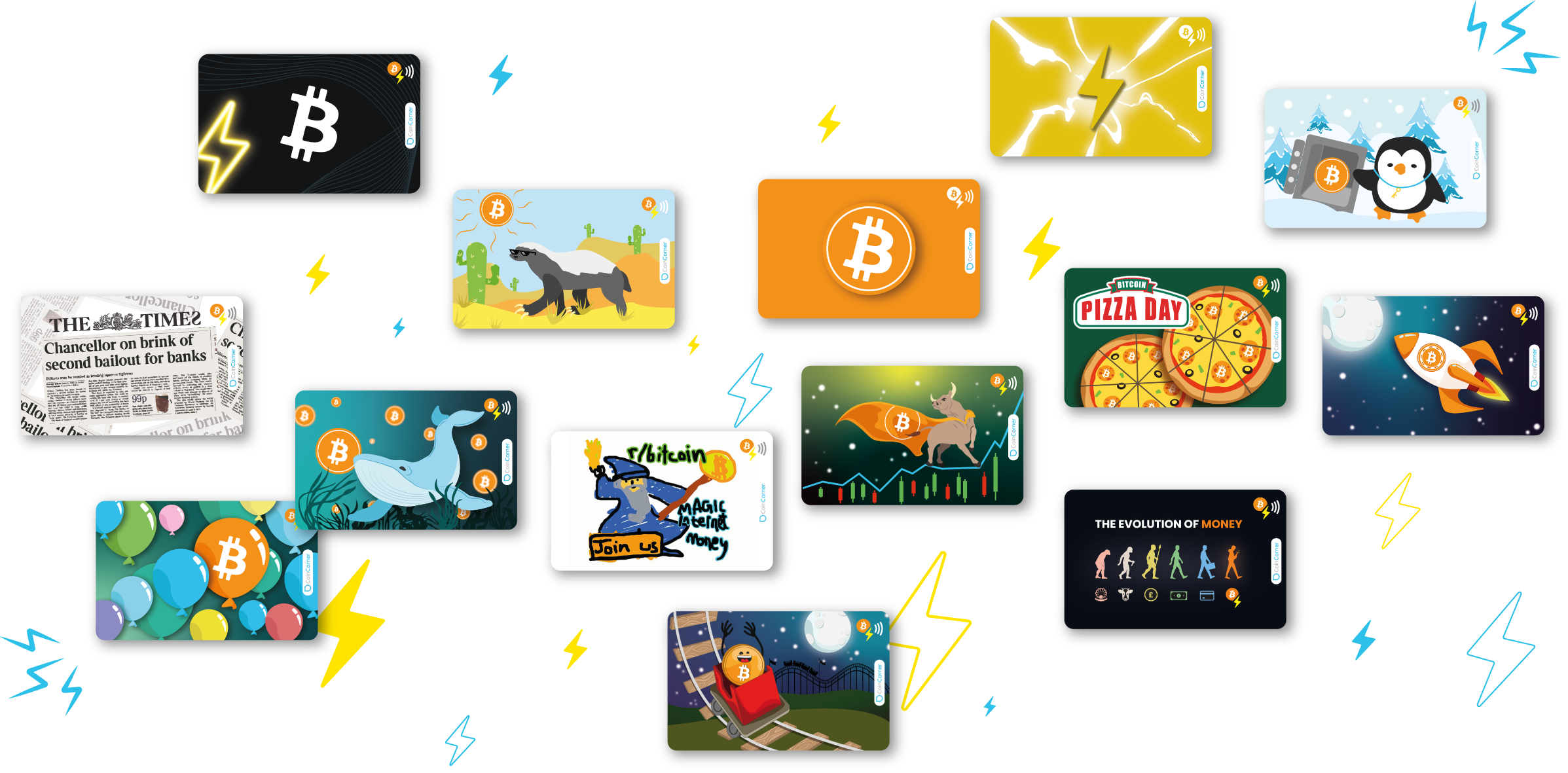 Choose from a range of Bitcoin themed designs