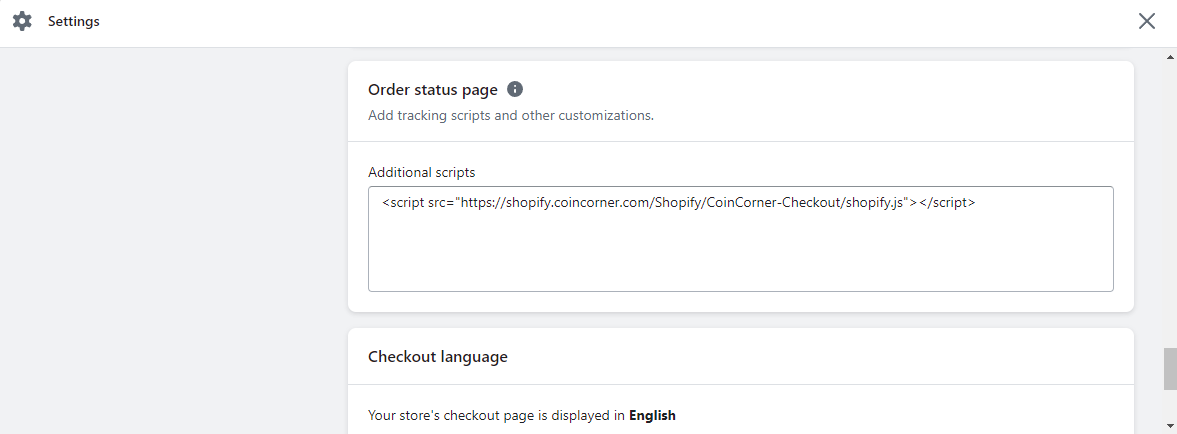 Shopify Checkout settings
