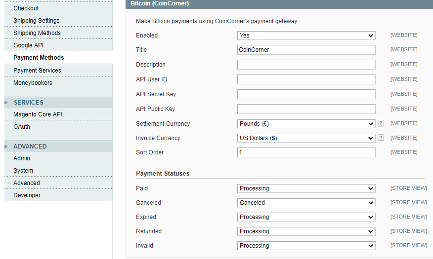 Magento Payment Methods Page